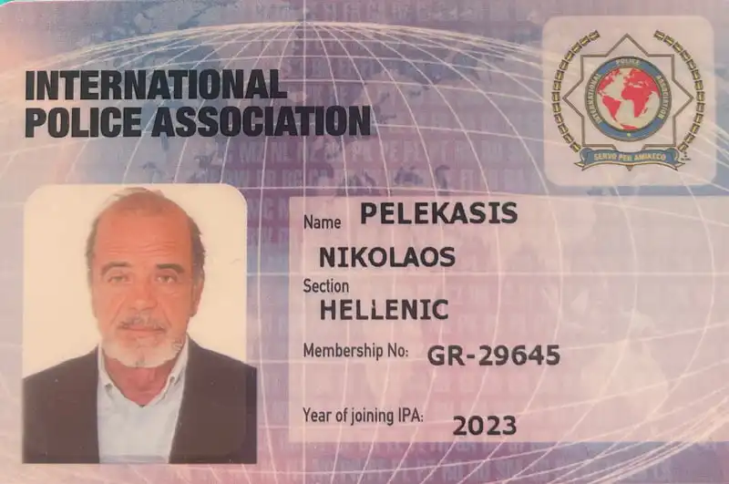 Κάρτα μέλους International Police Association — Νικόλαος Πελεκάσης, Ελληνικό Τμήμα
